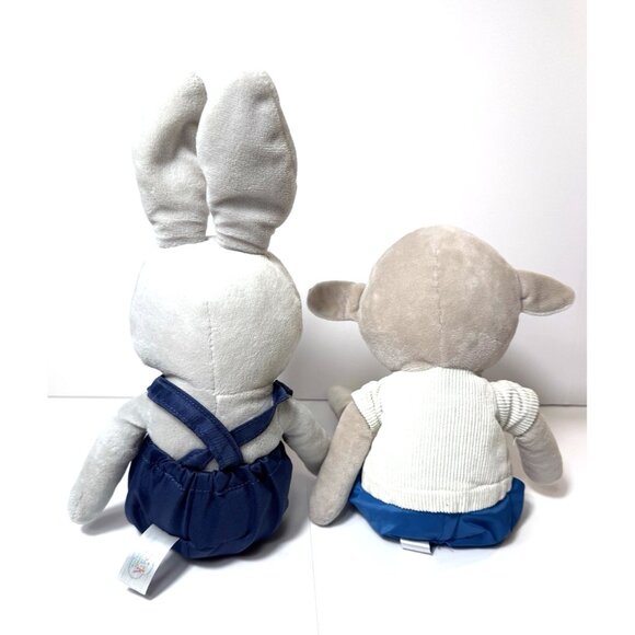 Spark Create Imagine Rabbit & Lamb Plush Rattle Bowtie Gray Blue Lot of 2 - Picture 2 of 14